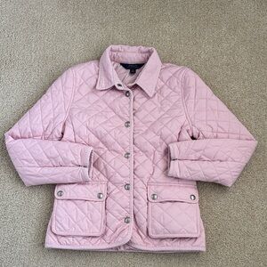 Girls’ Polo Ralph Lauren pink quilted barn jacket w corduroy collar, size L